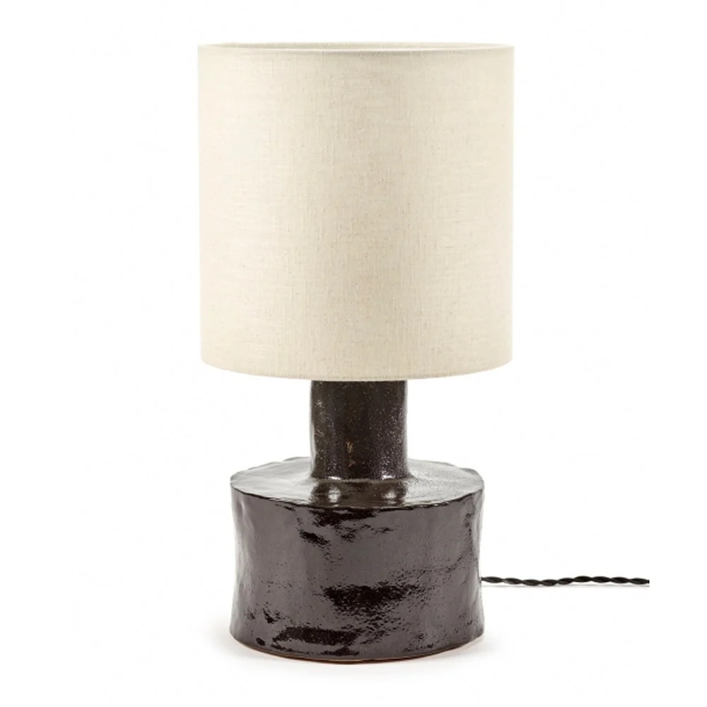Lampada da tavolo Catherine nera e beige