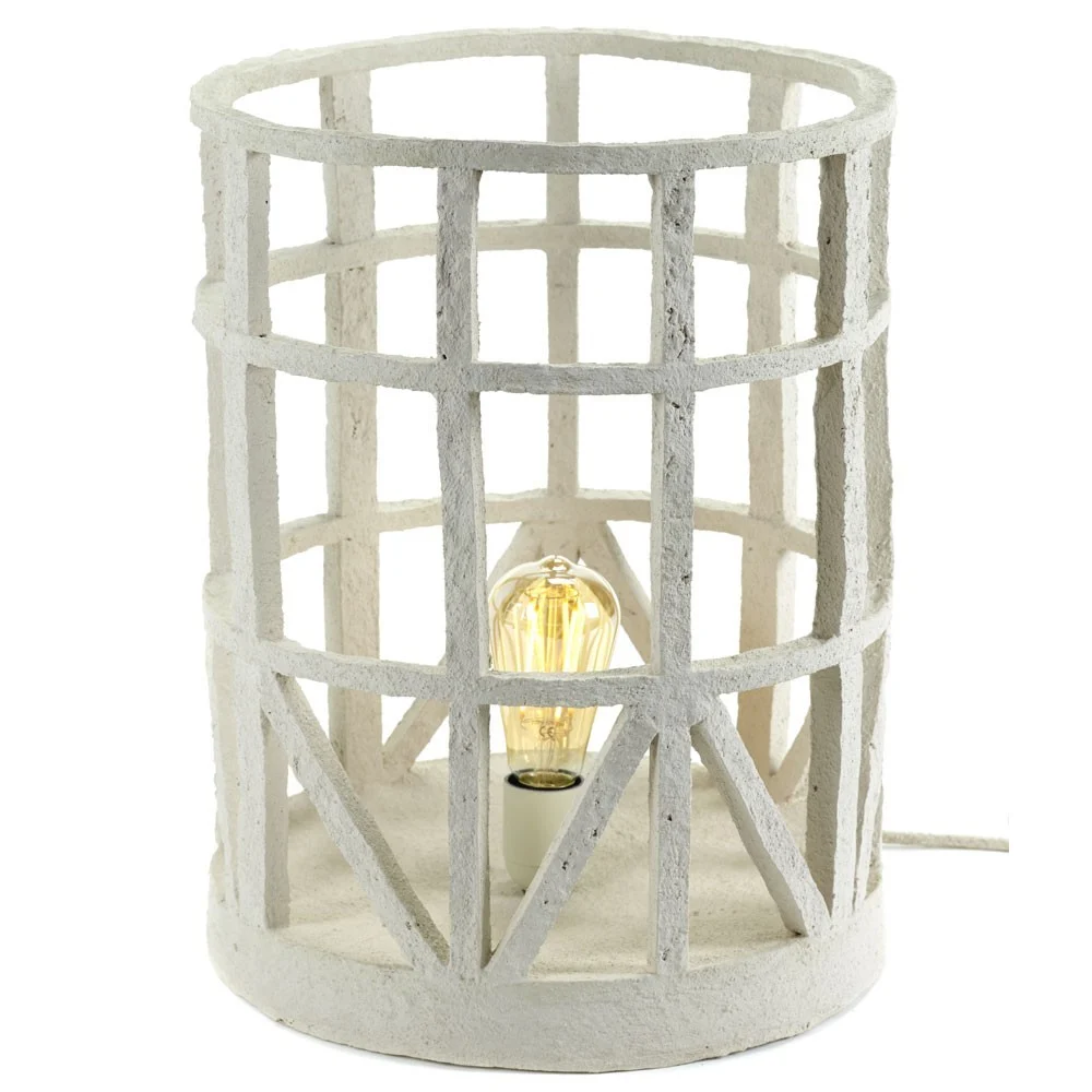 Lampada da tavolo in cartapesta beige L