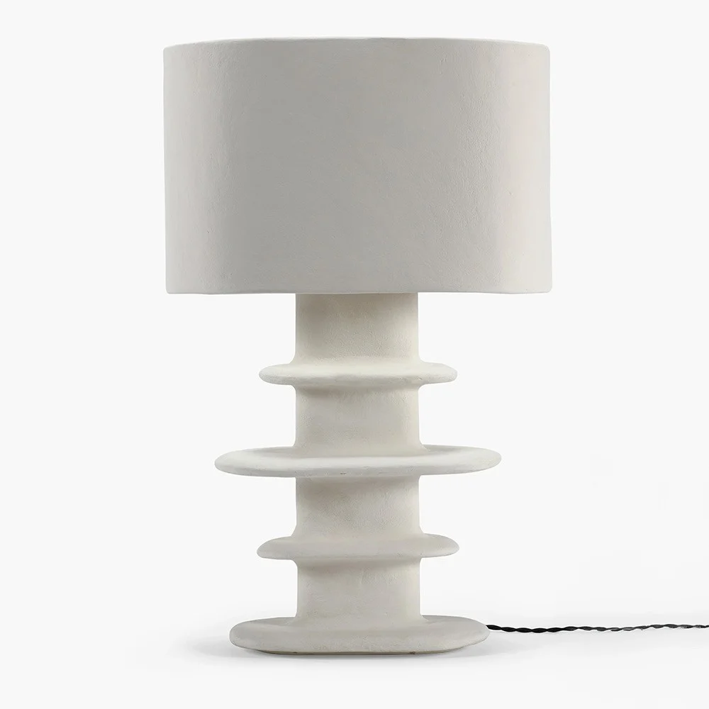 Lampada da tavolo in cartapesta geometrica bianca Earth