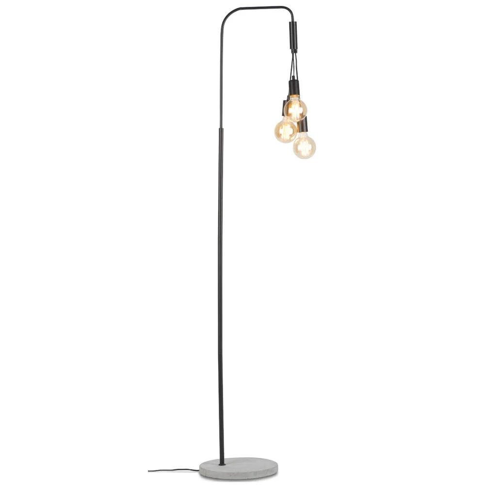 Lampada da terra Oslo ferro e cemento 3 lampadine nera