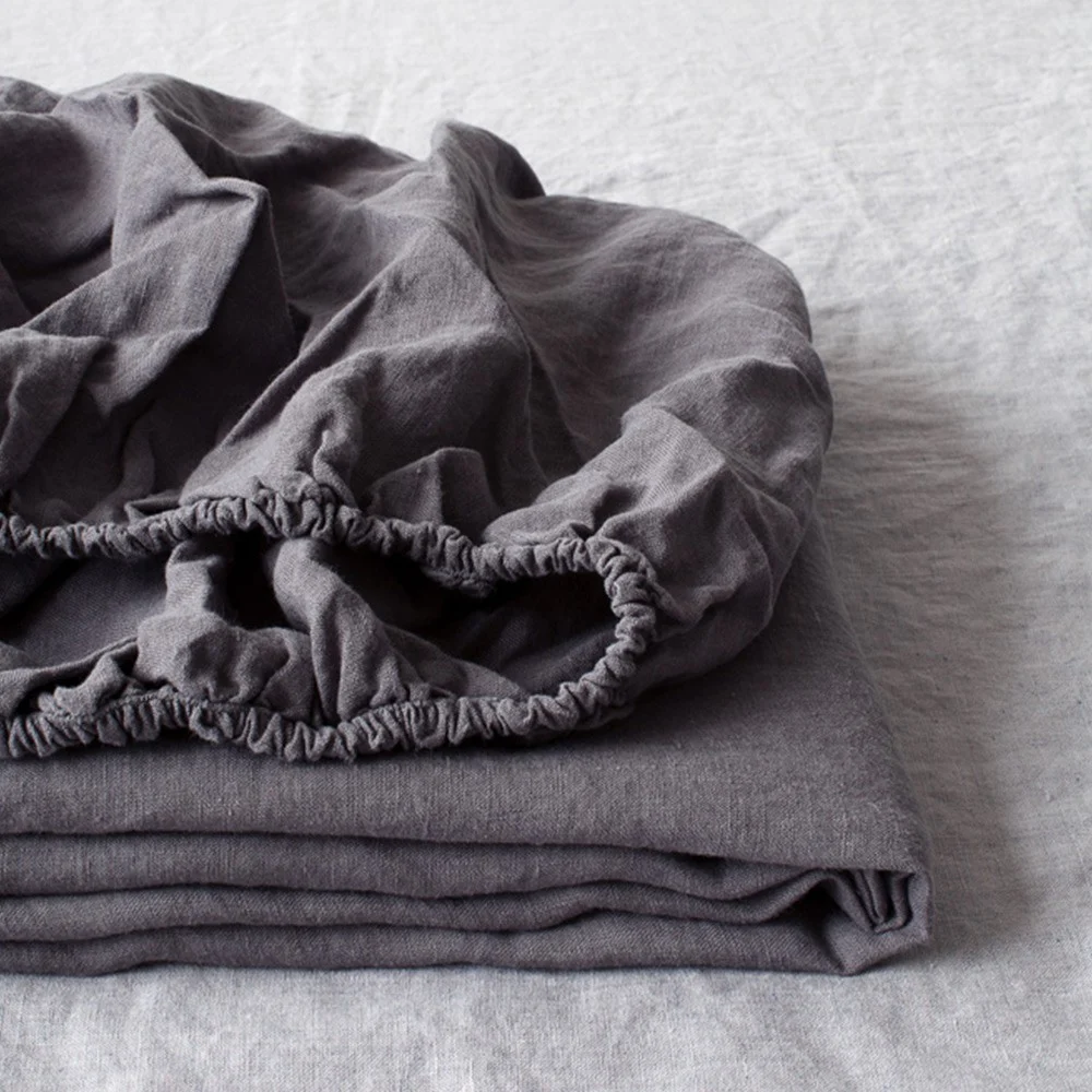 Lenzuolo con angoli in lino Grigio scuro