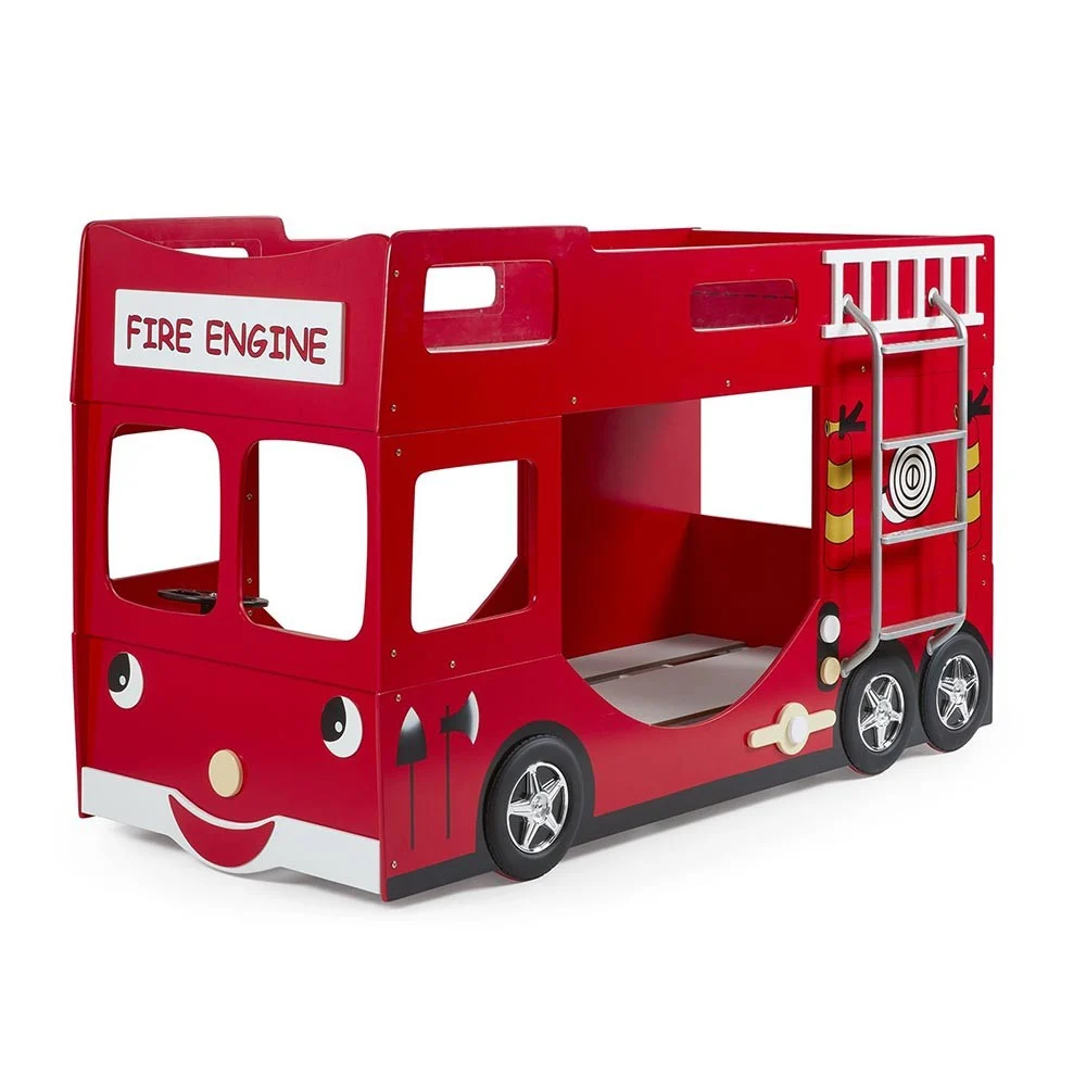 Letto a castello NEW FIRE TRUCK a forma di camion dei pompieri