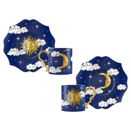 CIELO STELLATO SET 2 TAZZINE E PIATTINO
