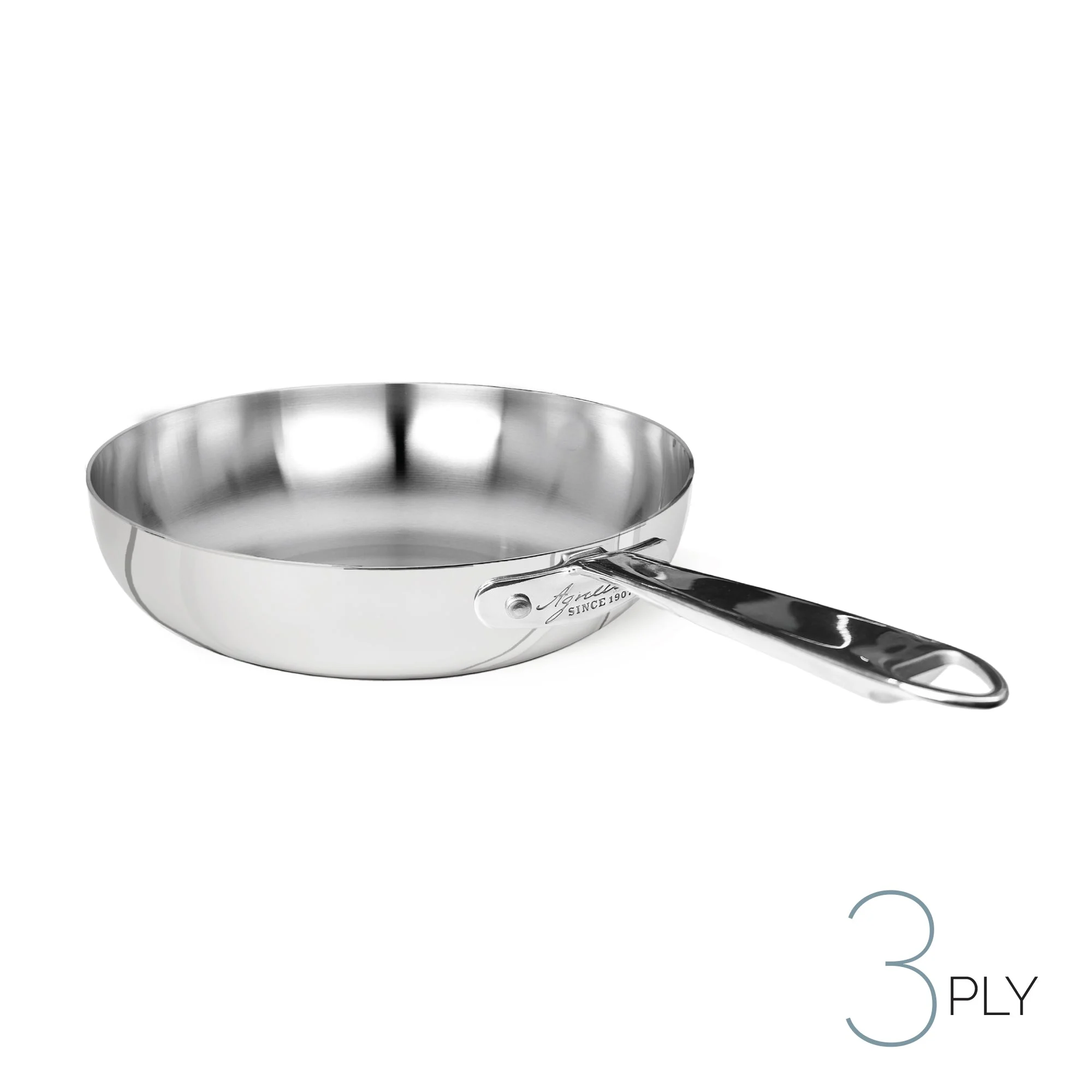 AGNELLI Padella Svasata Alta Aluinox 3Ply con 1 Manico Inox 20x5,5 Cm