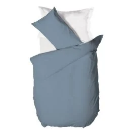 PARURE COPRIPIUMINO SINGOLO AZZURRO POLVERE 100% COTONE