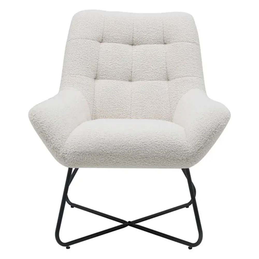 Poltrona Kami in tessuto bouclette bianco effetto lana