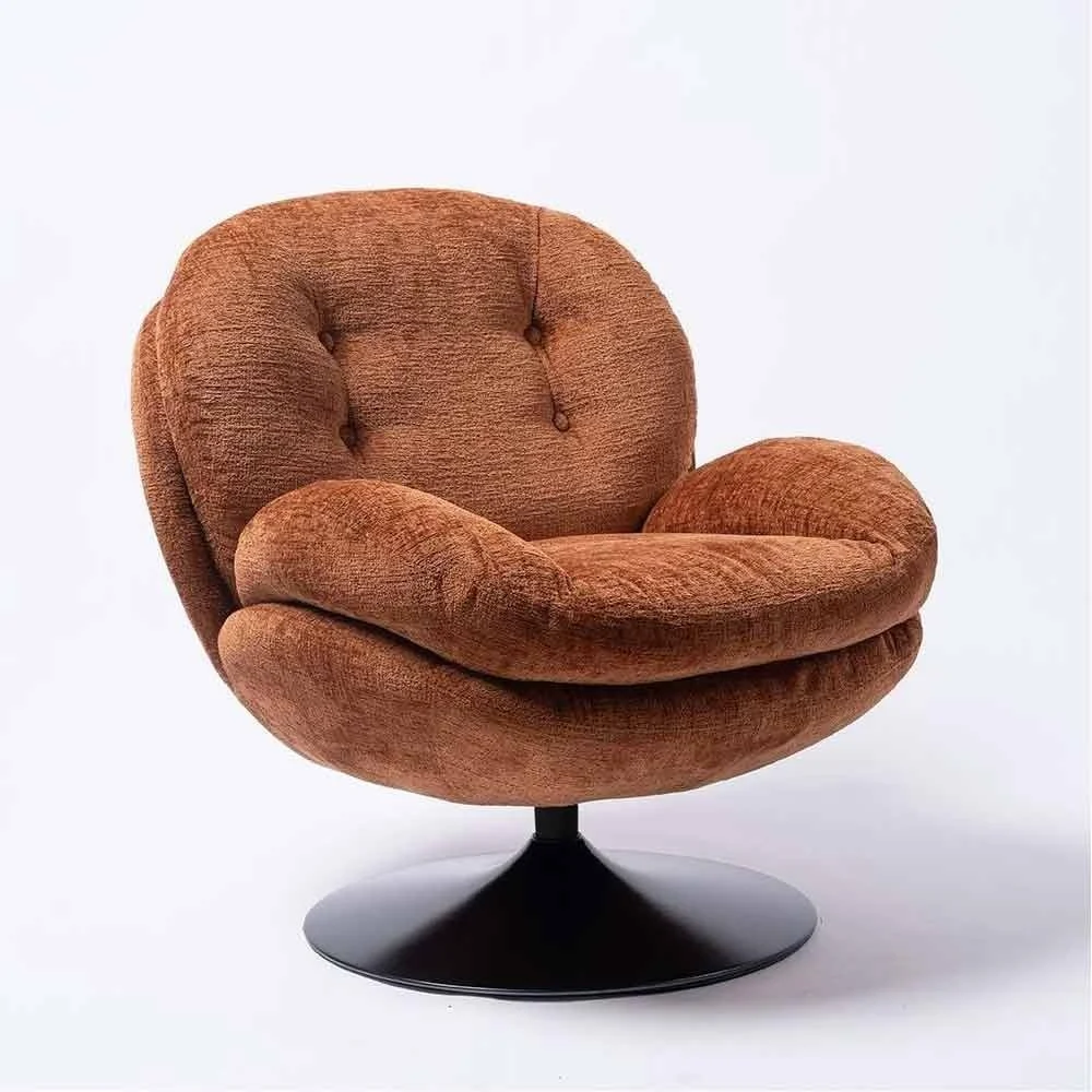 Poltrona Memento arancione bruciato, gamba nera