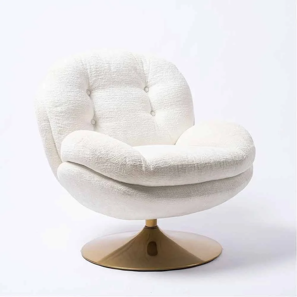 Poltrona Memento bianca, base oro
