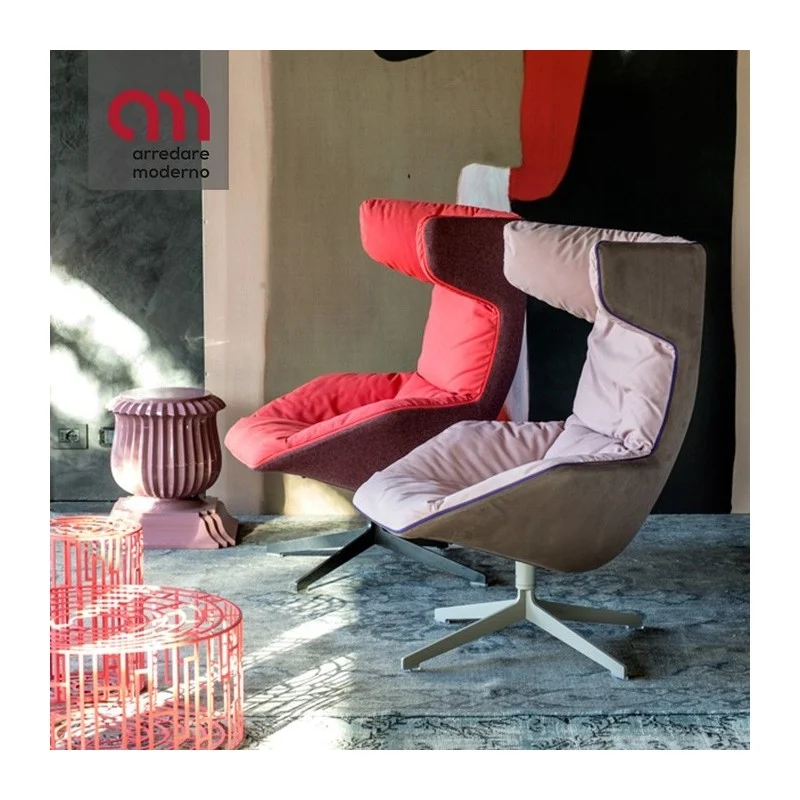 Poltrona Take a line for a walk Moroso girevole trapunta imbottita