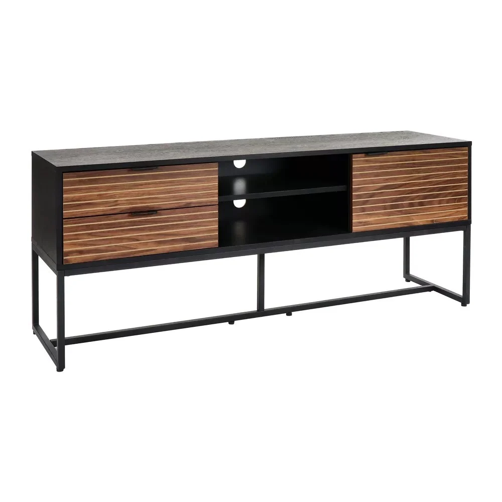Porta tv piatto PARIGI L 150 x L 40 x H 60 cm - noce/nero
