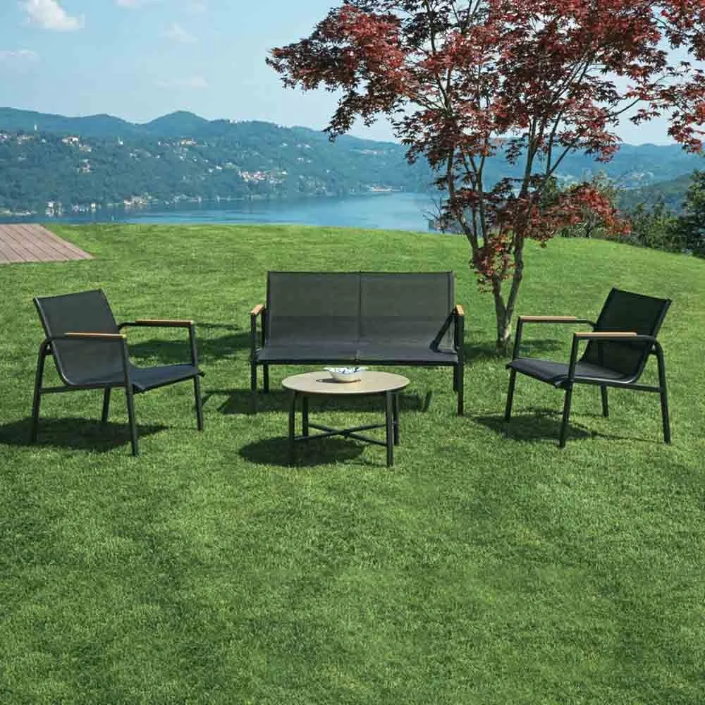 Set da giardino Tarquinia realizzato in ferro con bracciolo in resin wood