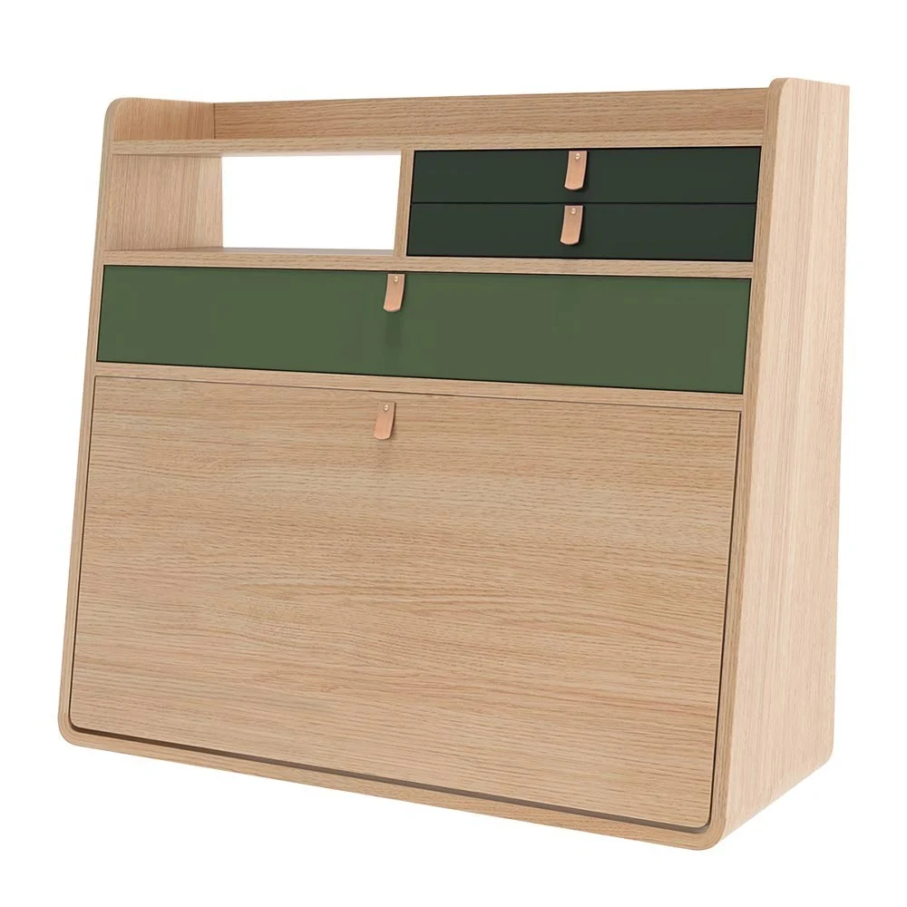Scrivania a parete Gaston 80 cm rovere - verde