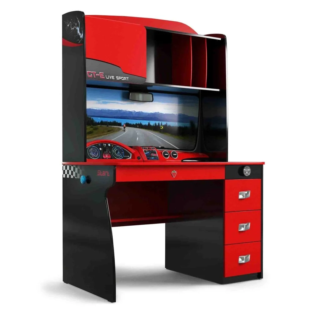 Cilek scrivania Champion Racer con cassettiera e simulazione di cruscotto di auto sportiva