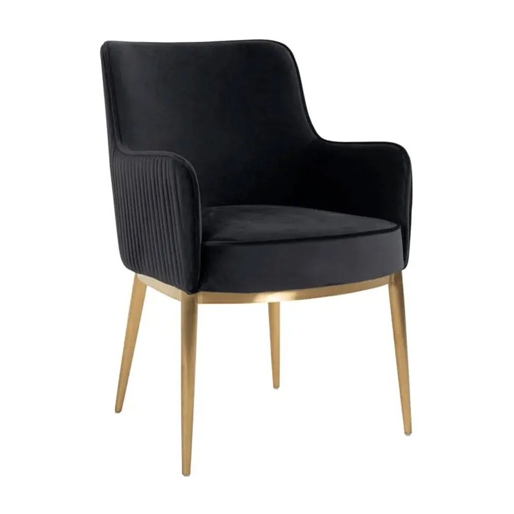 Sedia Breeze in velluto antracite/oro spazzolato