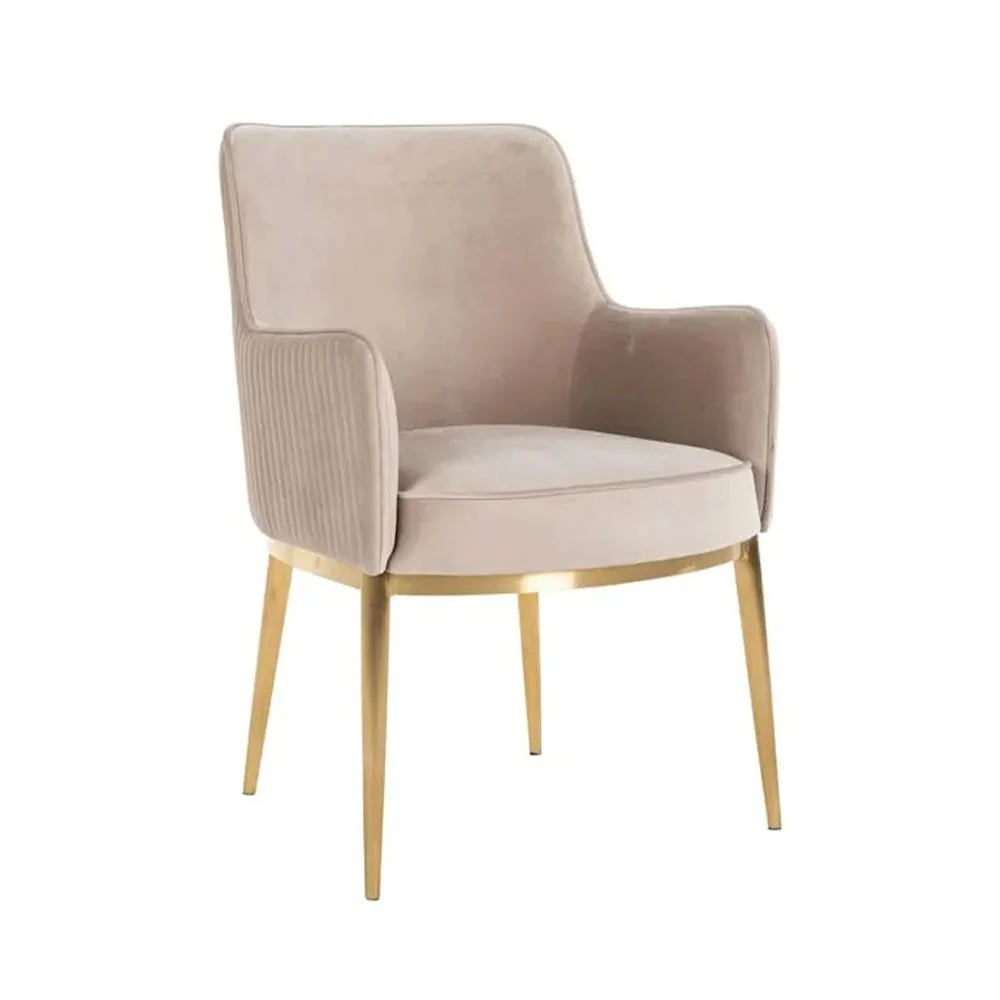Sedia Breeze in velluto spazzolato color cachi/oro
