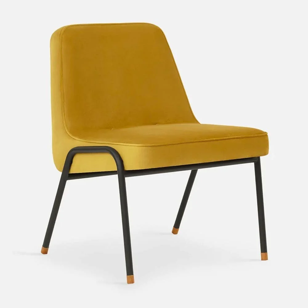 Sedia Club 366 Metallo lucido velluto senape