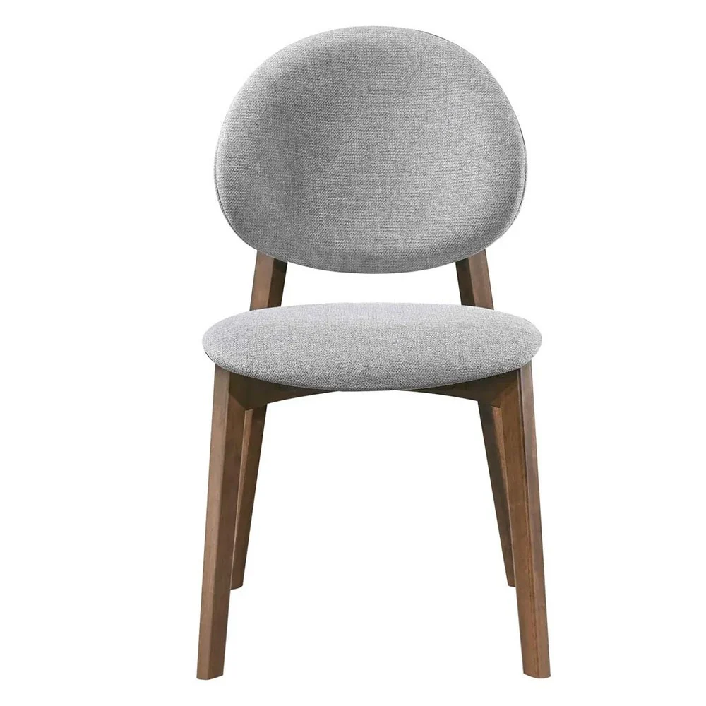 Sedia da pranzo Celia in tessuto grigio chiaro con gambe in noce