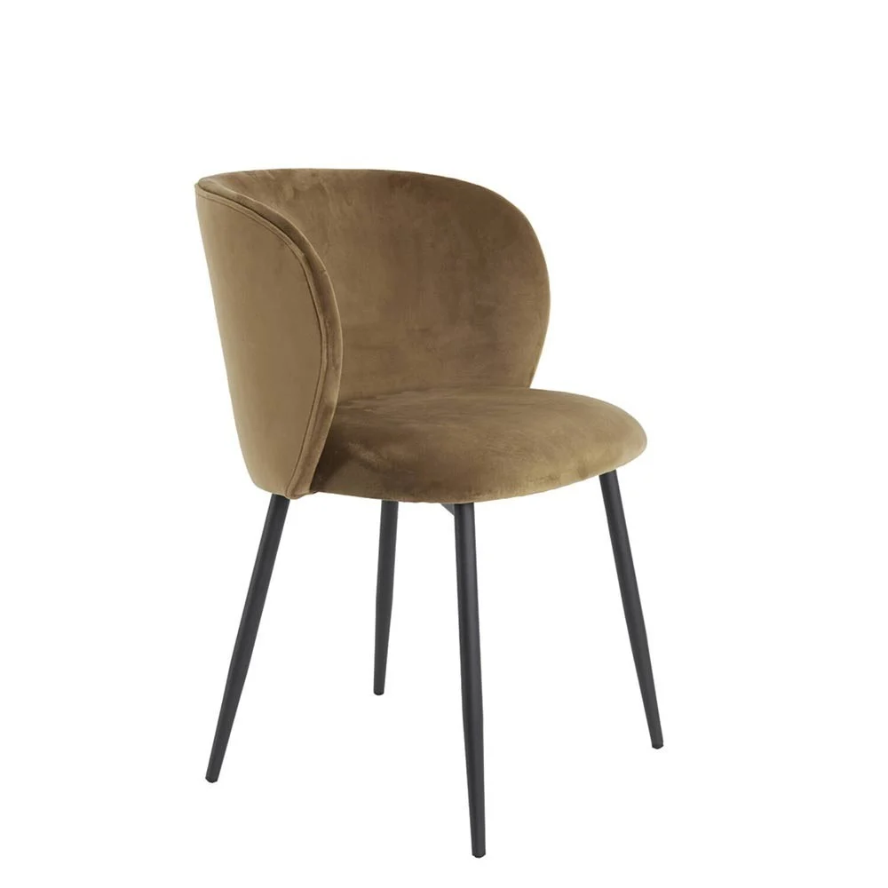 Sedia ELYNA in velluto marrone-nero opaco 56x55x79 cm