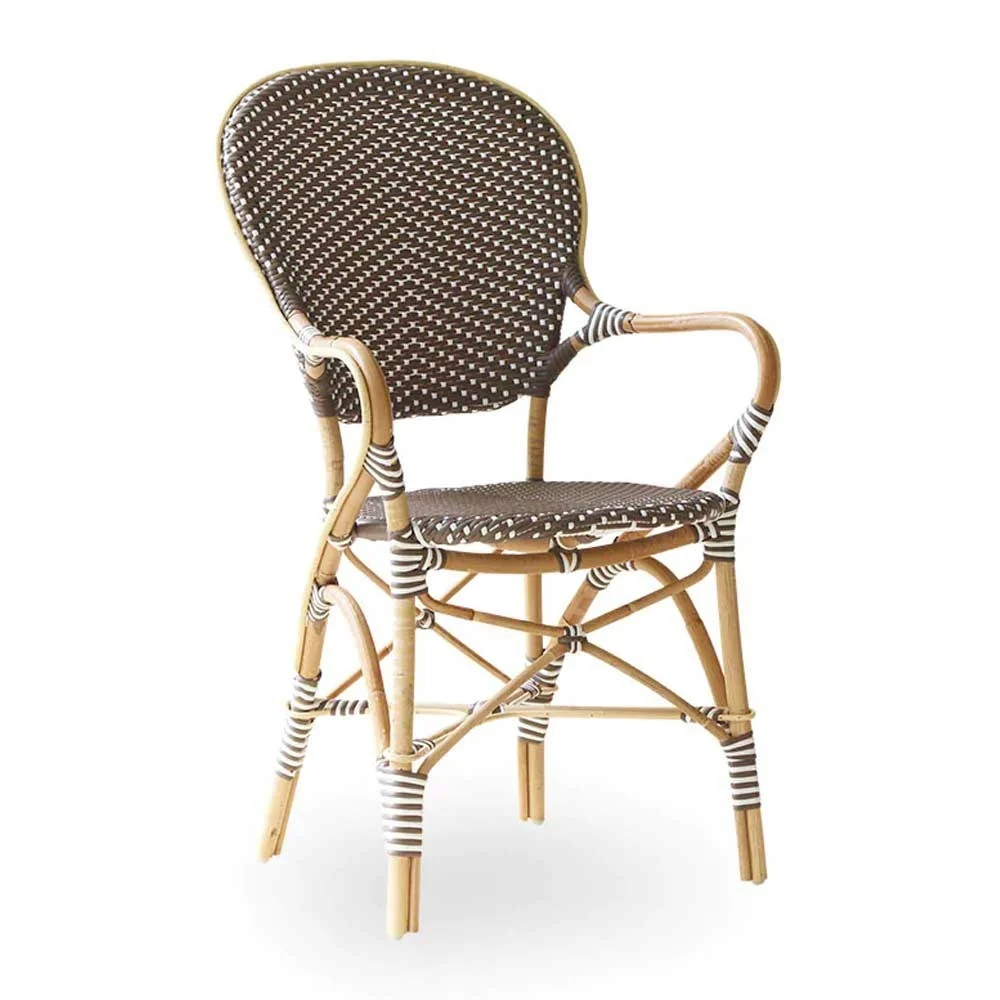 Sedia Isabelle con braccioli marrone