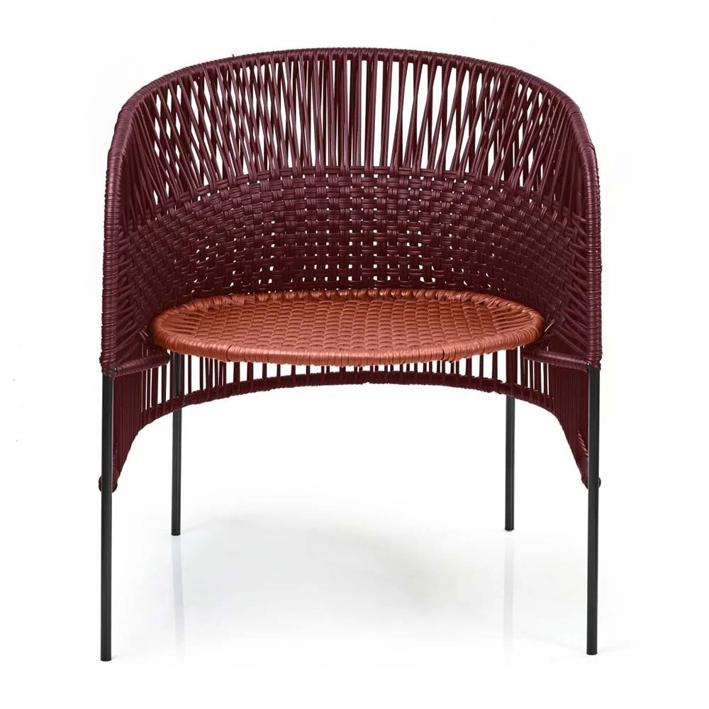 Sedia lounge Caribe Chic nero rosso, rame, nero