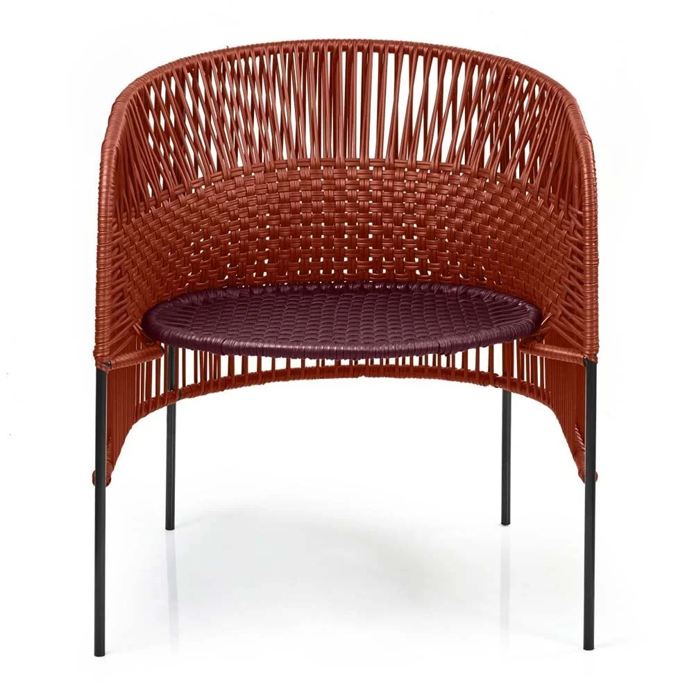 Sedia lounge Caribe Chic rame, nero rosso, nero