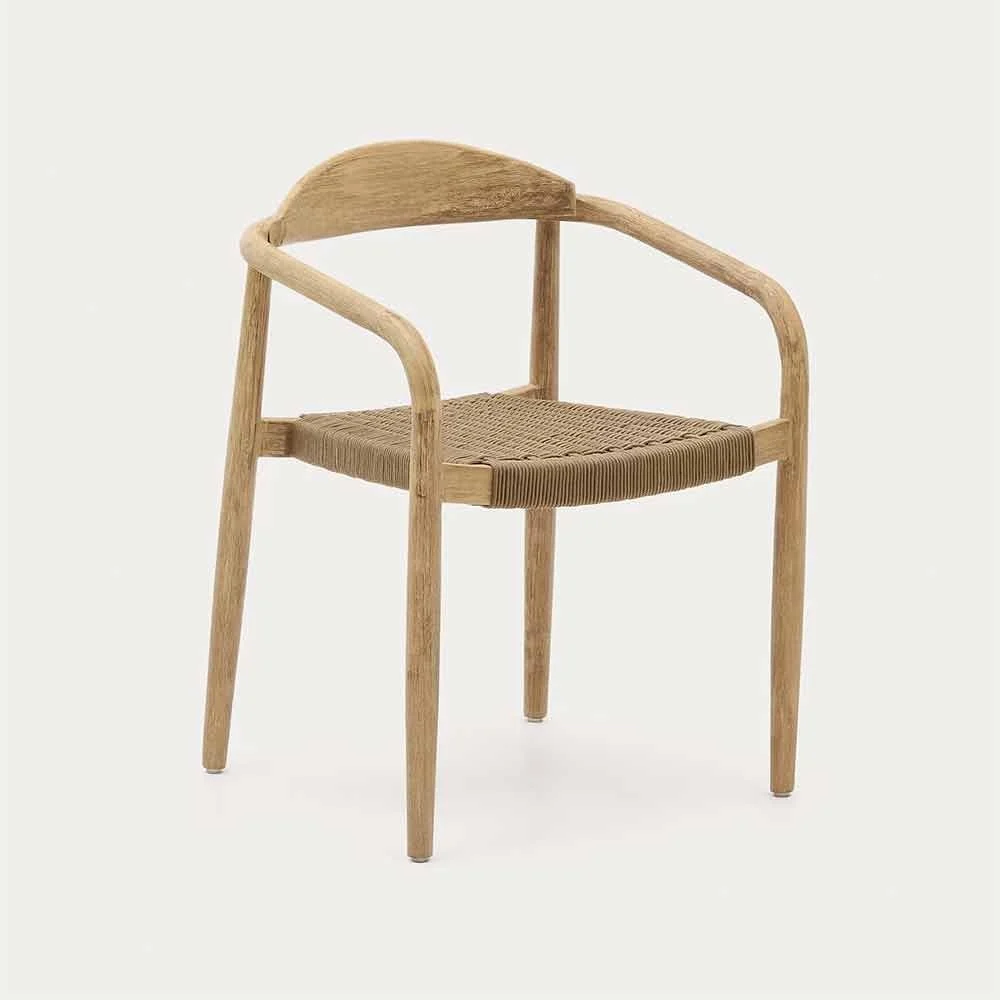 Sedia Nina in legno massiccio di acacia e corda FSC 100% beige