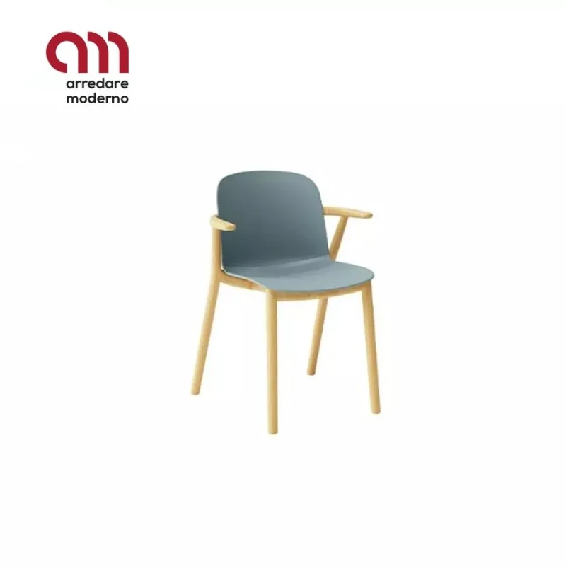 Sedia Relief wooden legs with arms Infiniti Design