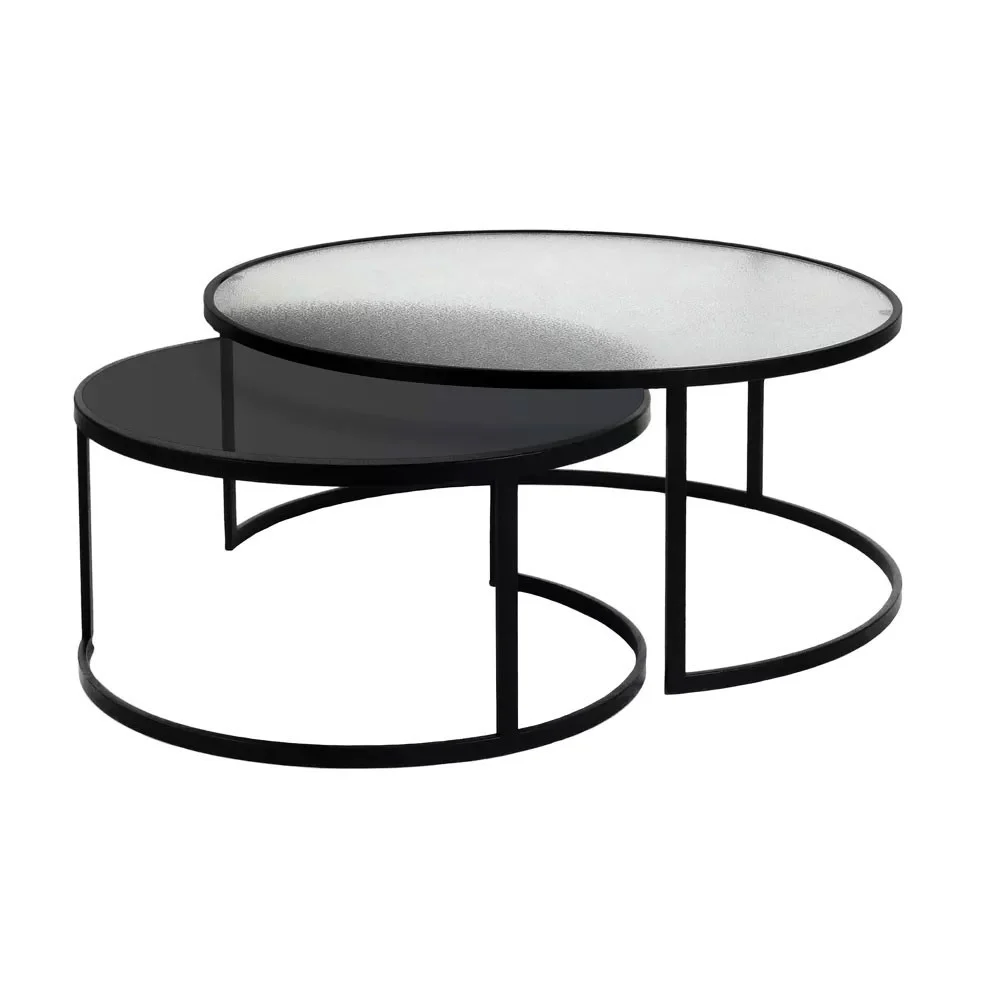 set/2 tavolini DIA 60/80 x H 30/35 cm - nero