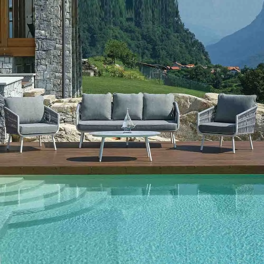 Set da giardino Fregene realizzato in alluminio e corda