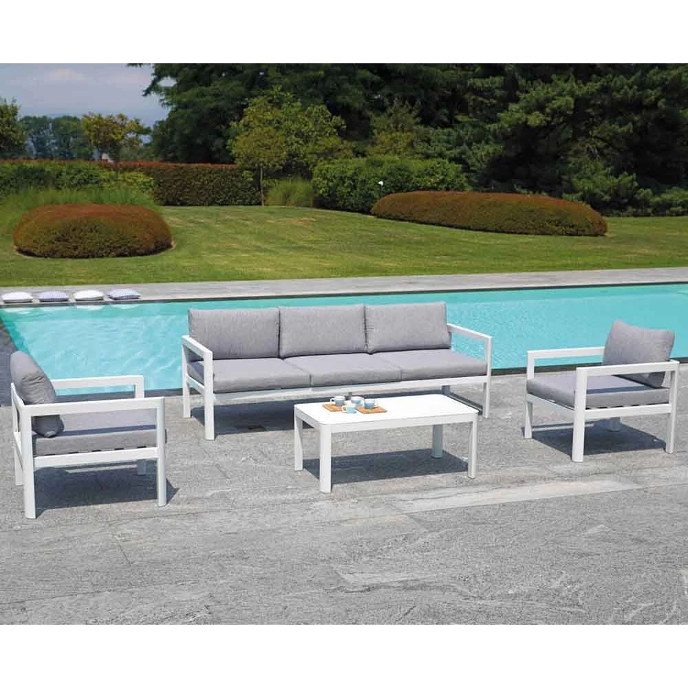 Set da giardino Marsiglia realizzato in alluminio disponibile in varie finiture