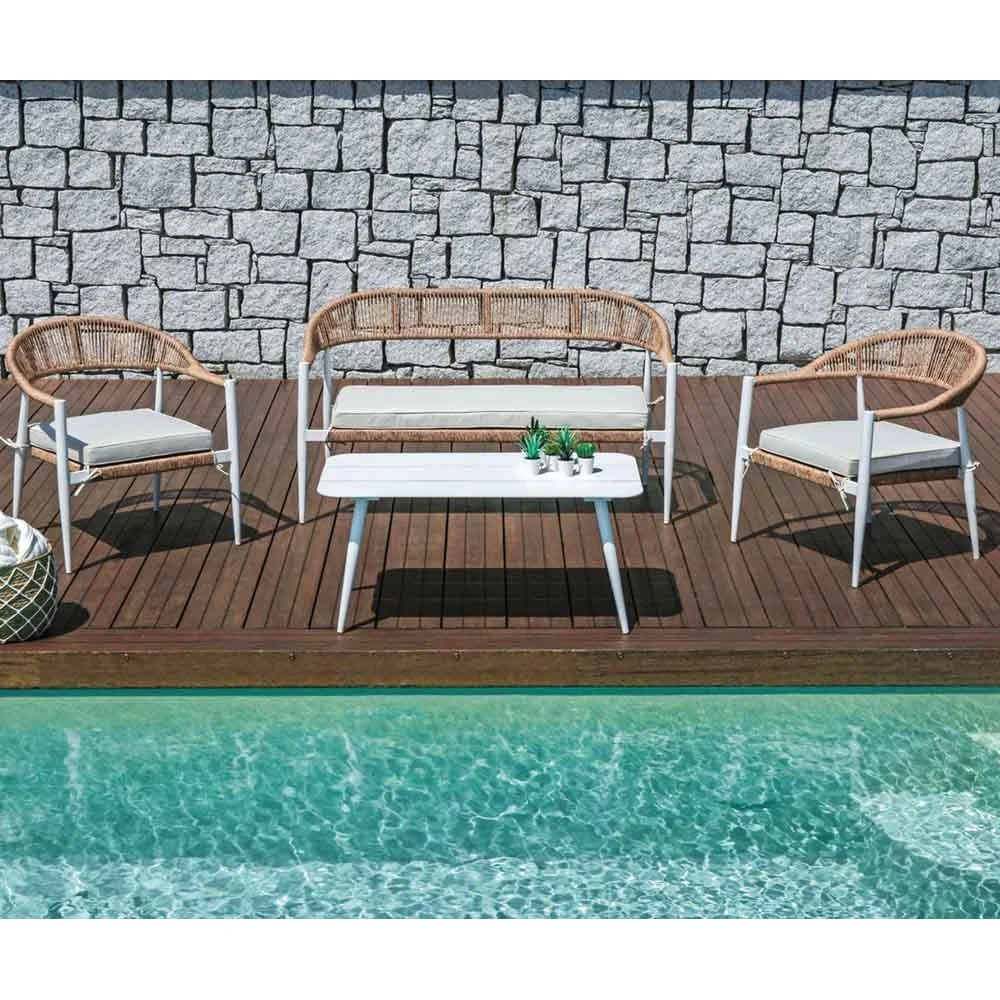 Set da giardino Milano realizzato in alluminio e twist wicker
