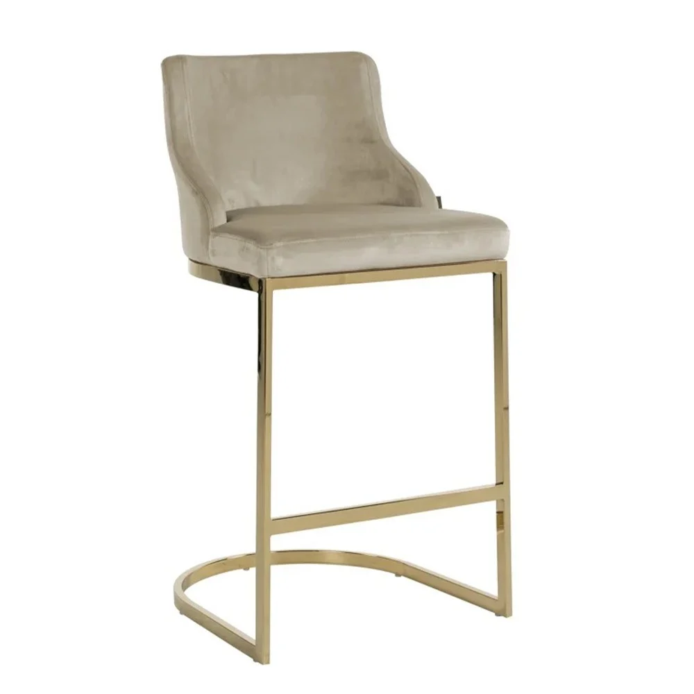 Sgabello Bolton velluto kaki / oro ignifugo