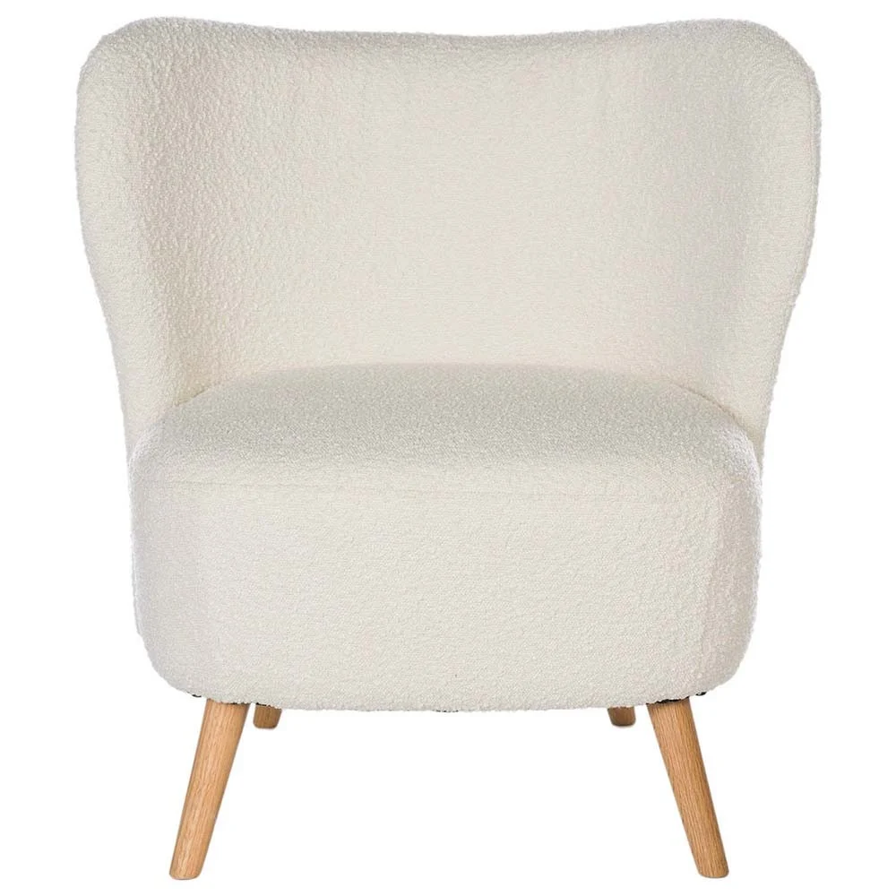 Somcasa poltrona Jaipur rivestita in tessuto effetto shearling e con gambe in legno