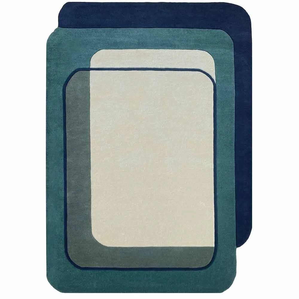 Tappeto Echo in lana blu