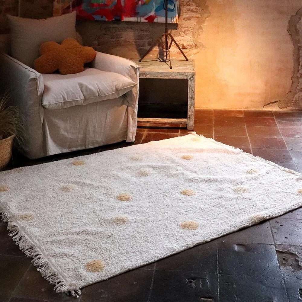 Tappeto lavabile Hippy Dots naturale e miele