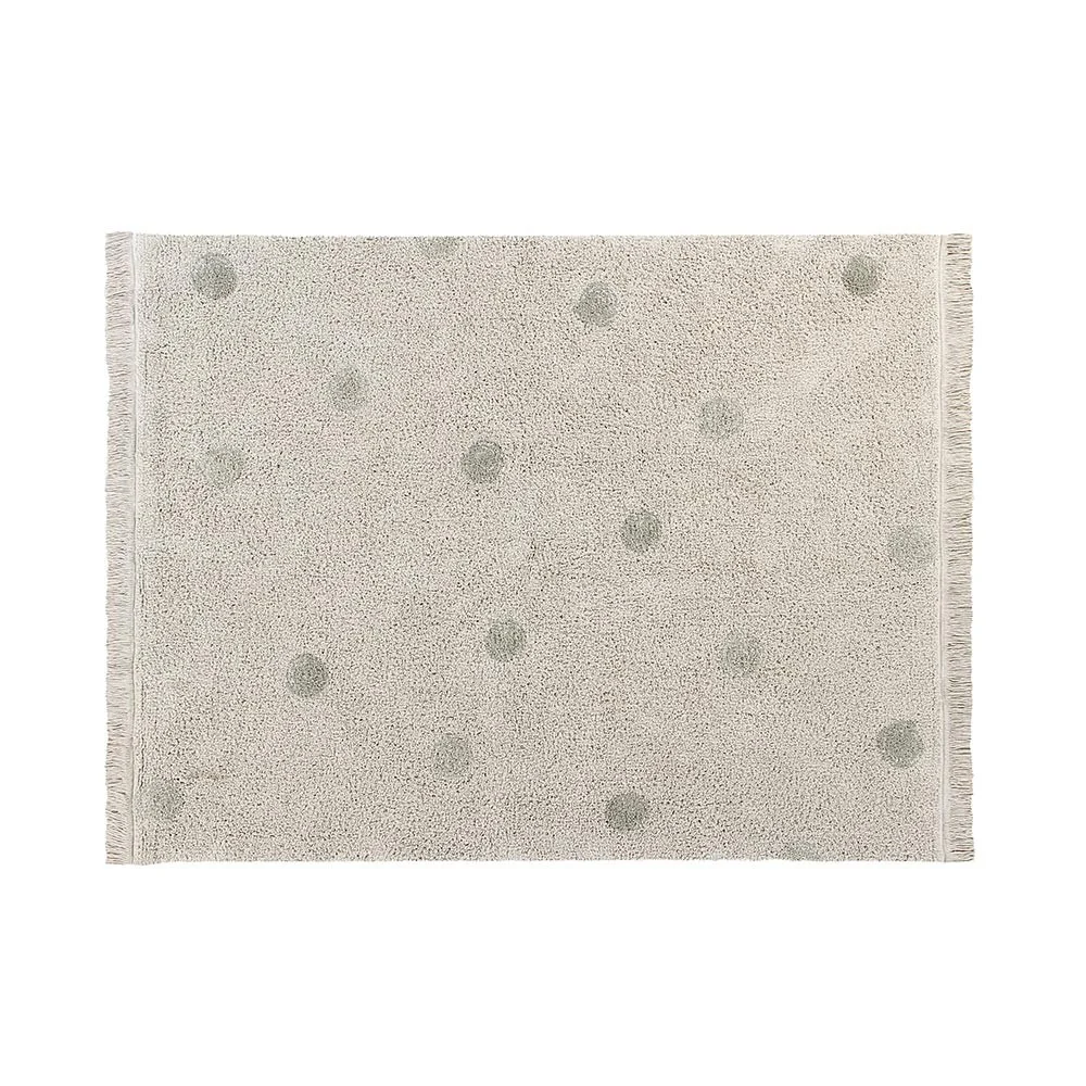 Tappeto lavabile Hippy Dots naturale e oliva