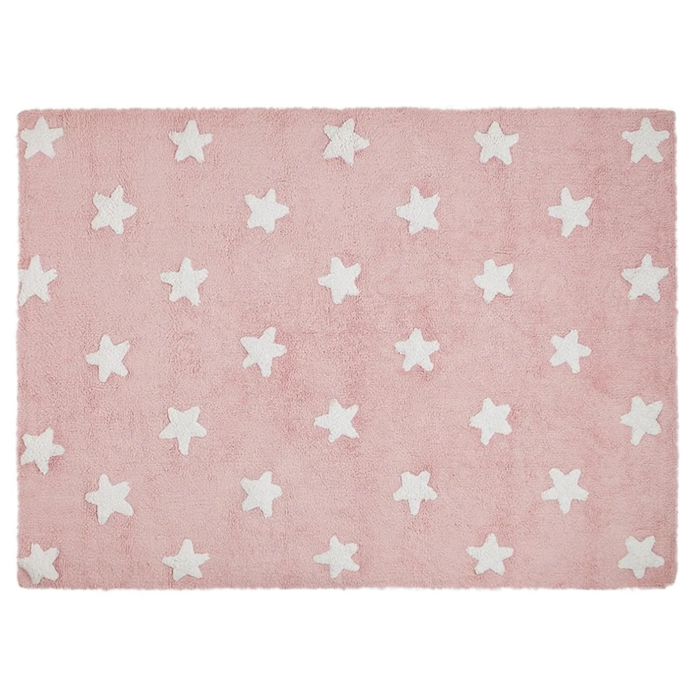 Tappeto lavabile Stars rosa e bianco