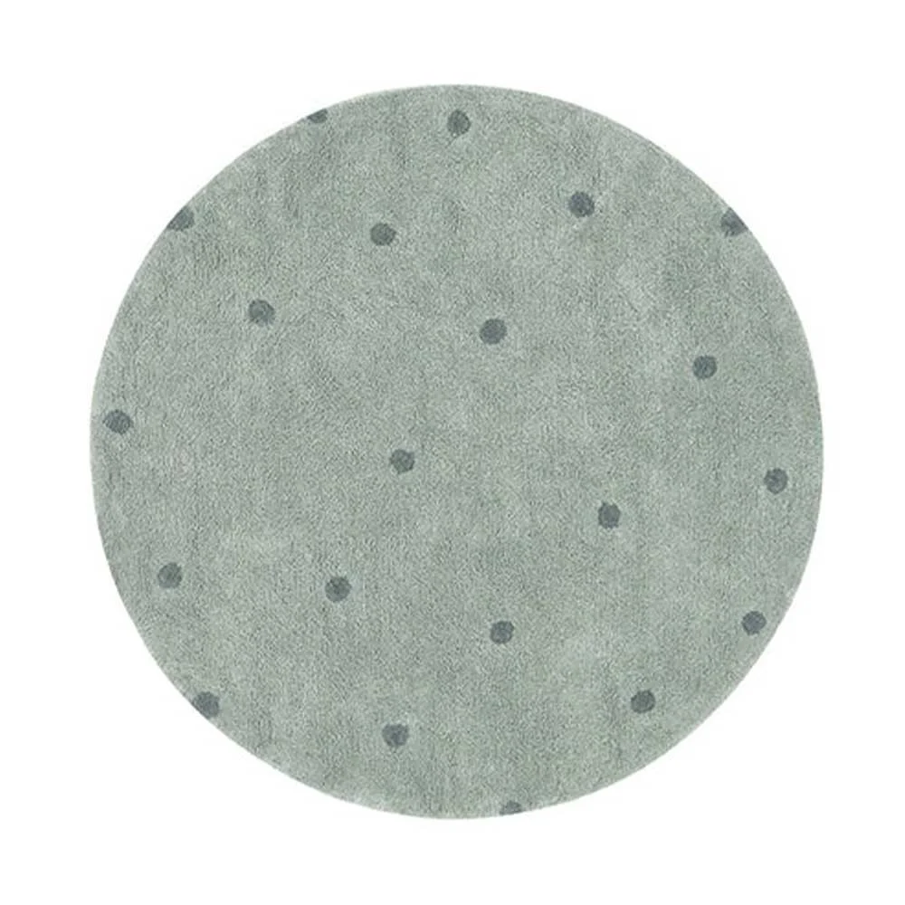 Tappeto rotondo lavabile Dot blu salvia