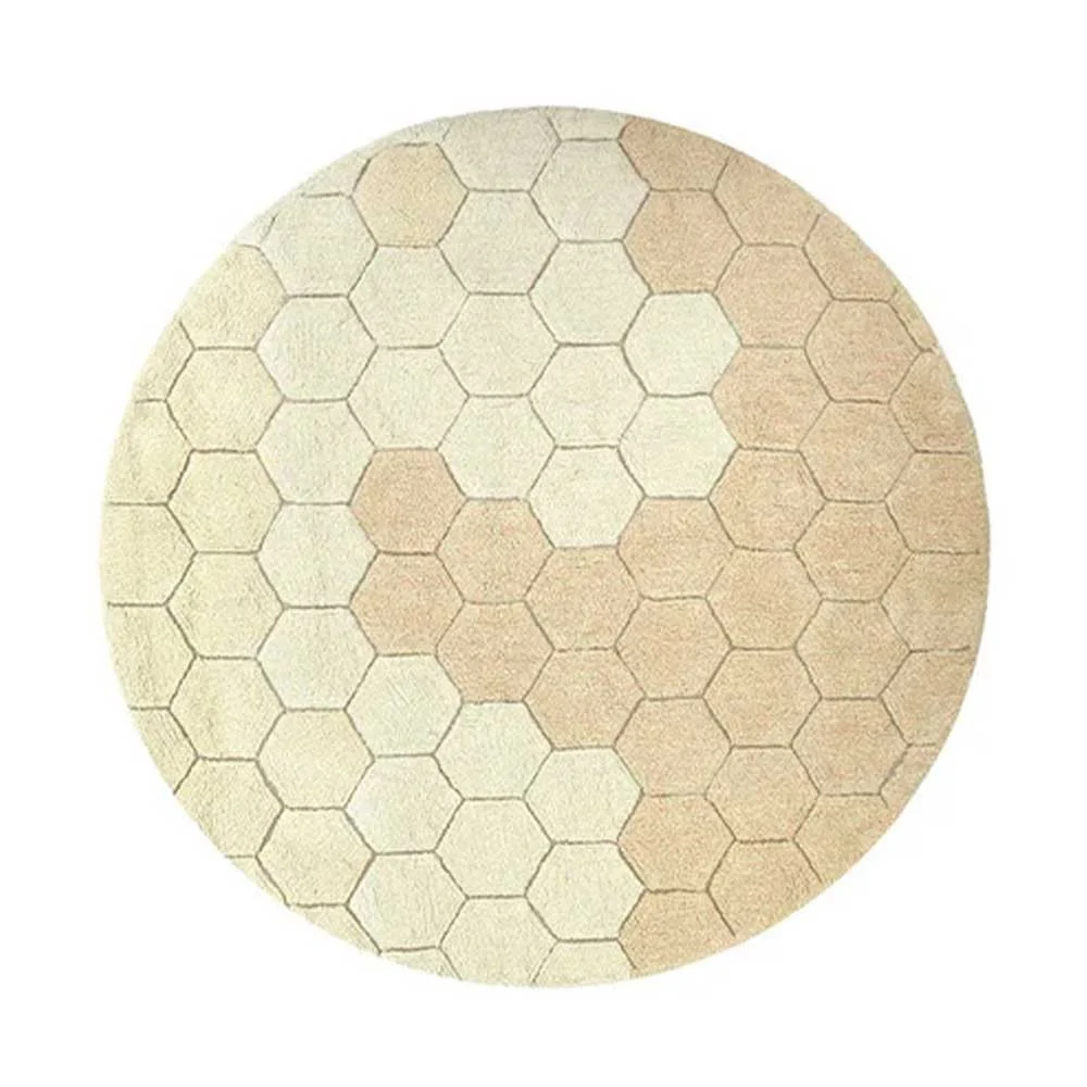 Tappeto rotondo lavabile Honeycomb gold