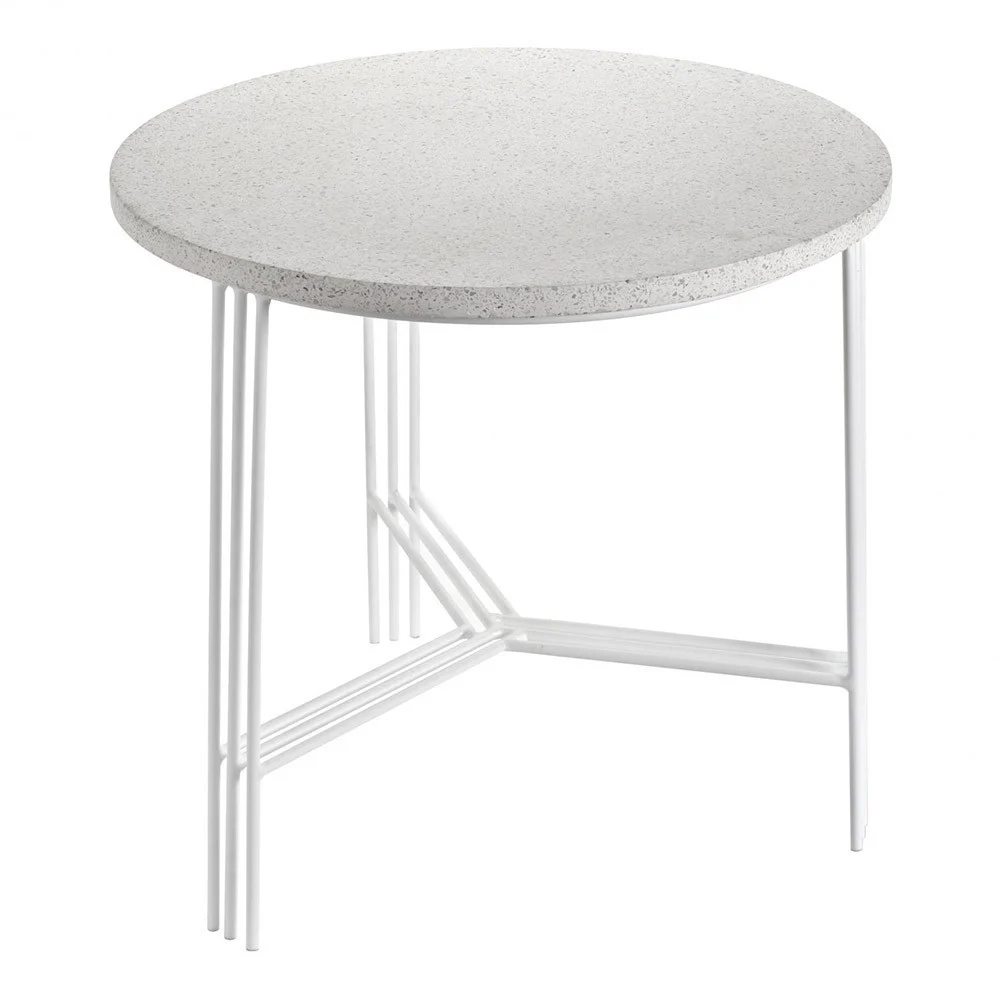 Tavolino bianco e terrazzo Ø50 cm