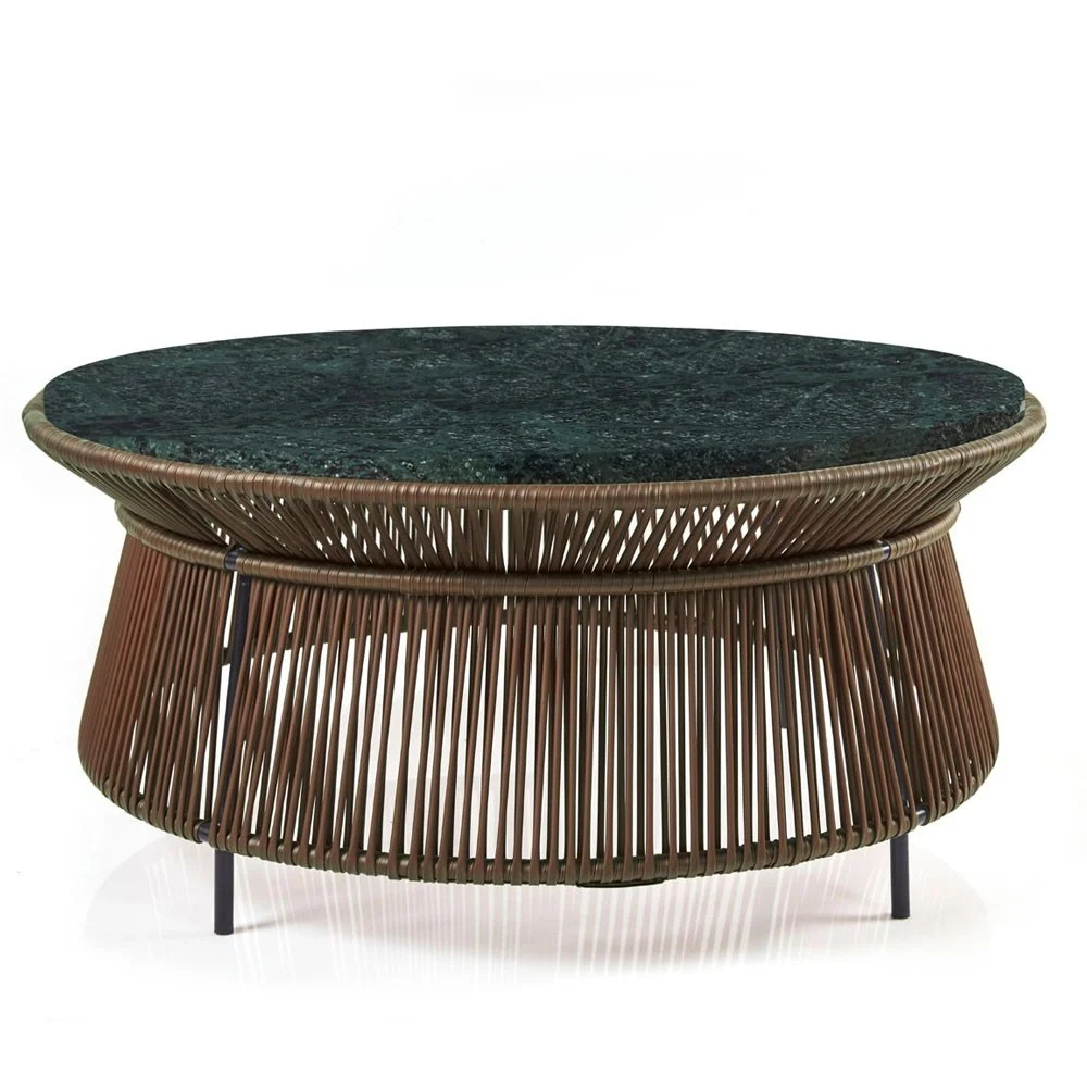Tavolino Caribe Chic basso in marmo verde, terra, nero