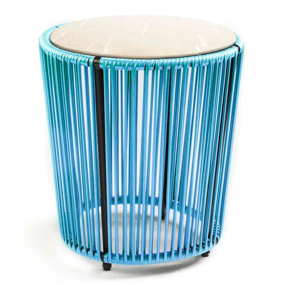 Tavolino Cartagenas crema nuova marmo, blu pastello, nero