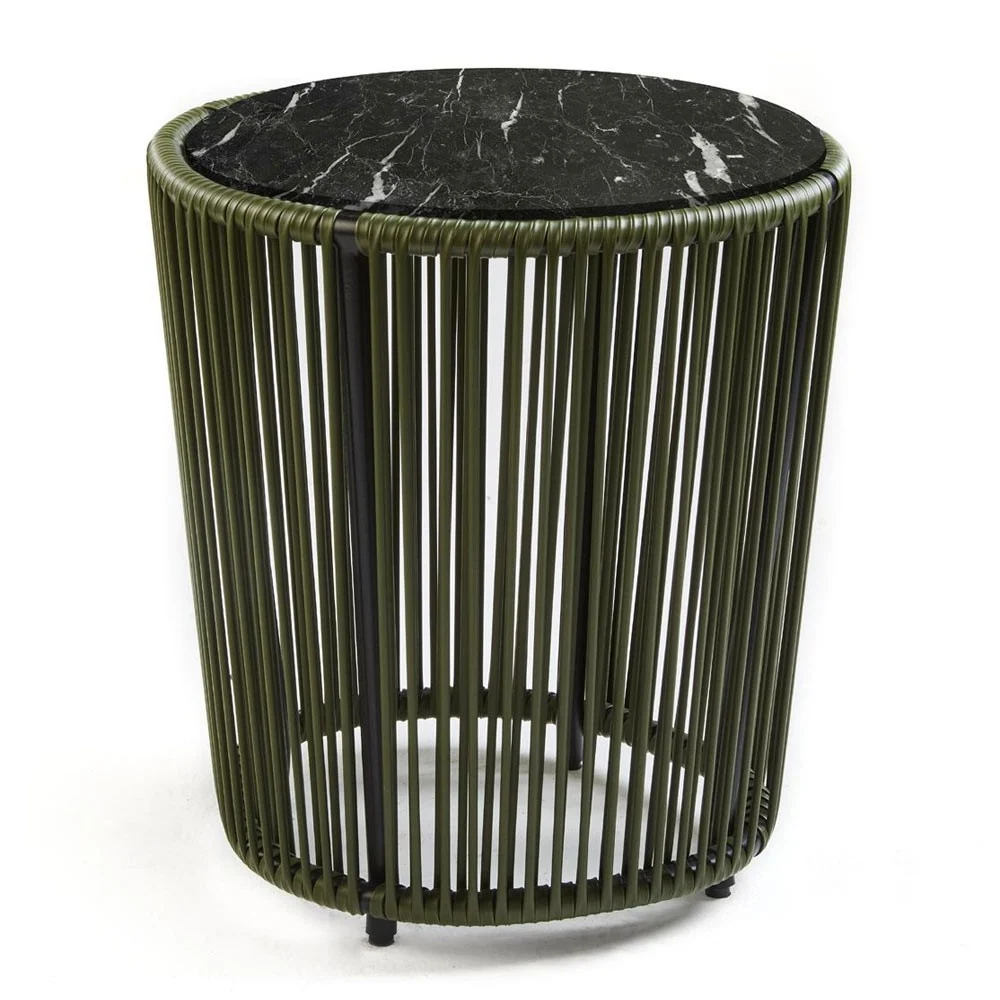 Tavolino Cartagenas in marmo nero, verde oliva, nero
