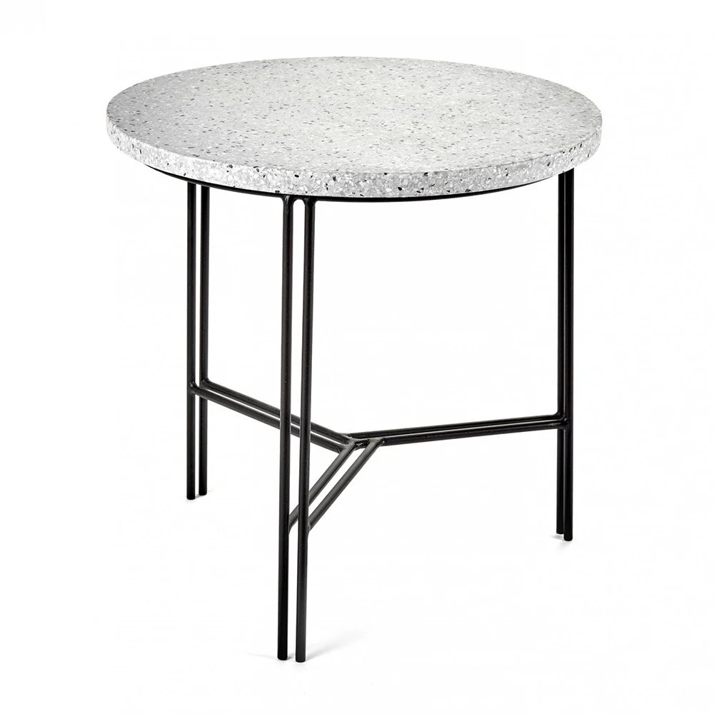 Tavolino terrazzo nero e grigio Ø40 cm