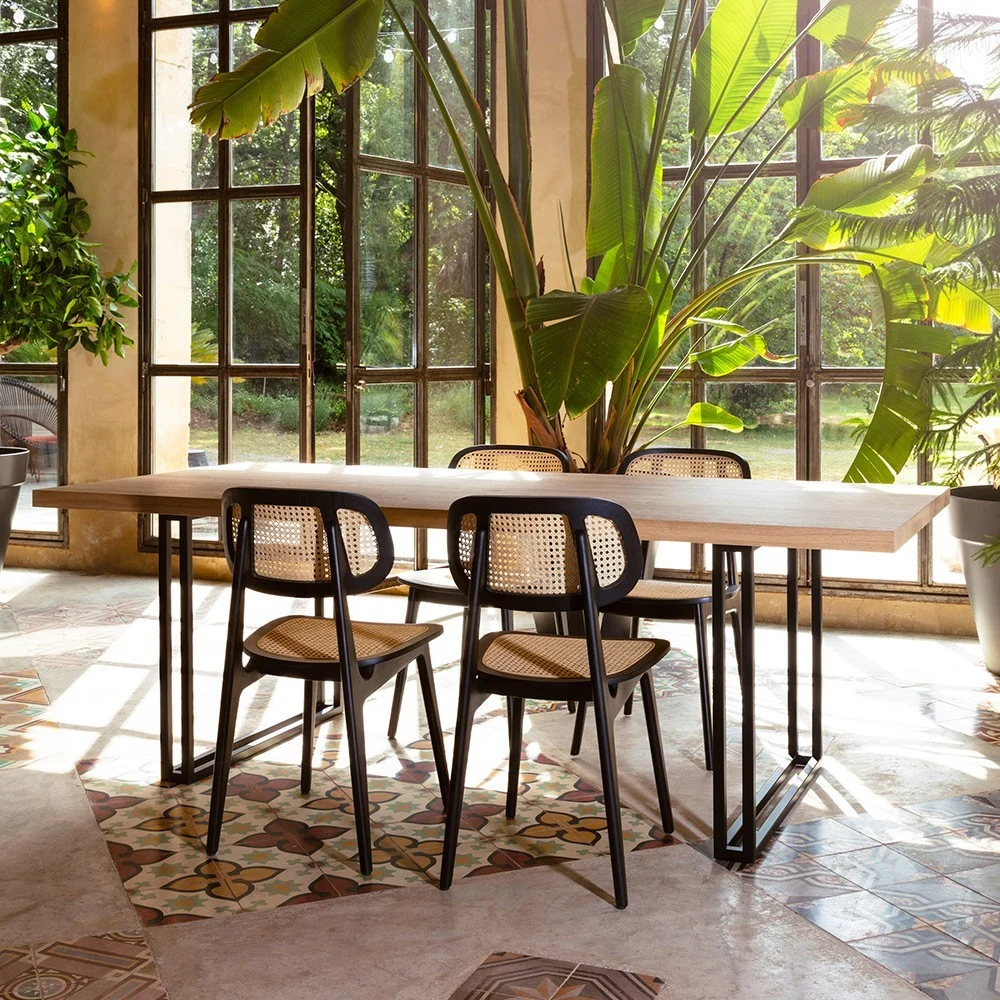 Tavolo Achille base quadrata rovere naturale