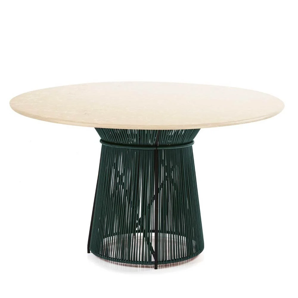Tavolo Caribe Chic crema nuova marmo, verde muschio, nero