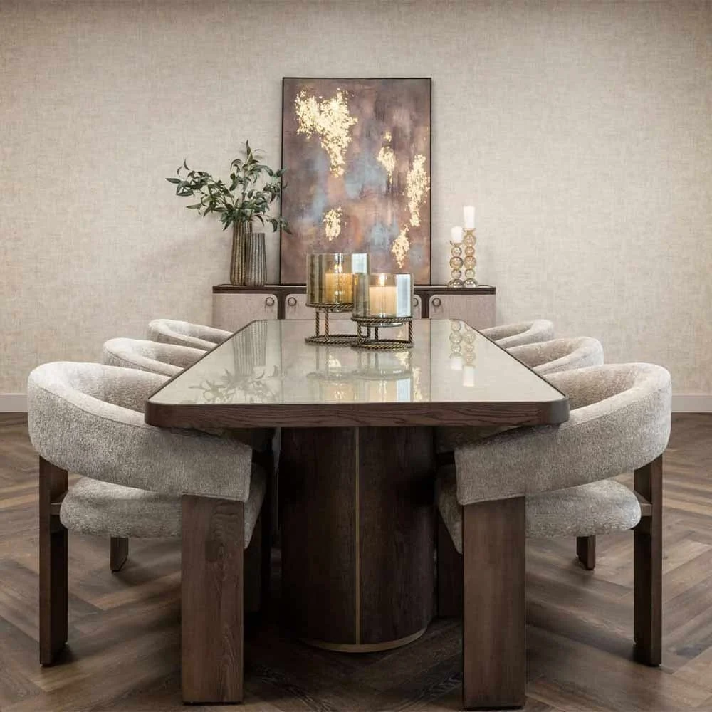 Tavolo da pranzo Wilox Beige 235 con vetro