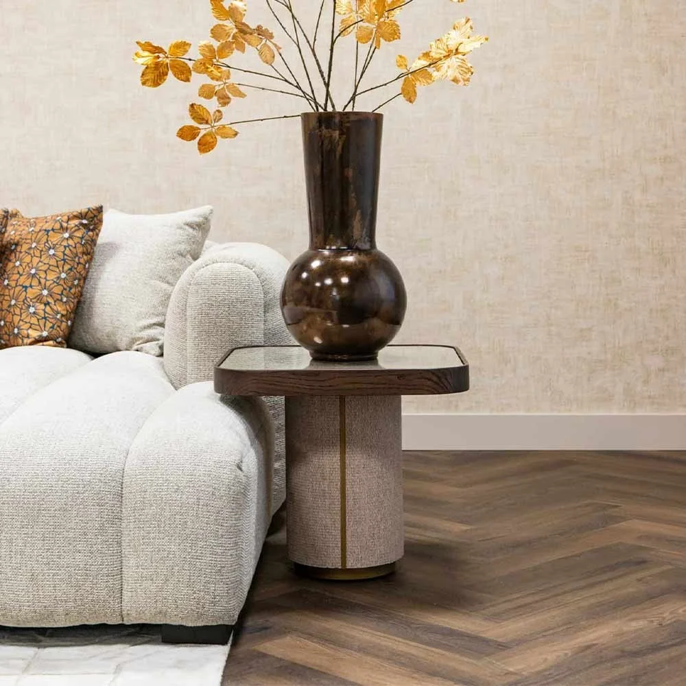 Tavolo di supporto beige wilox con vetro
