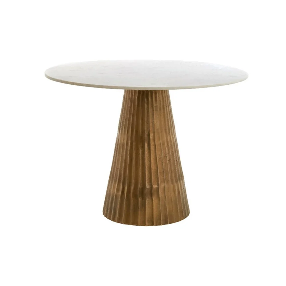 Tavolo Ø100x78 cm LEYDA marmo bianco-bronzo antico