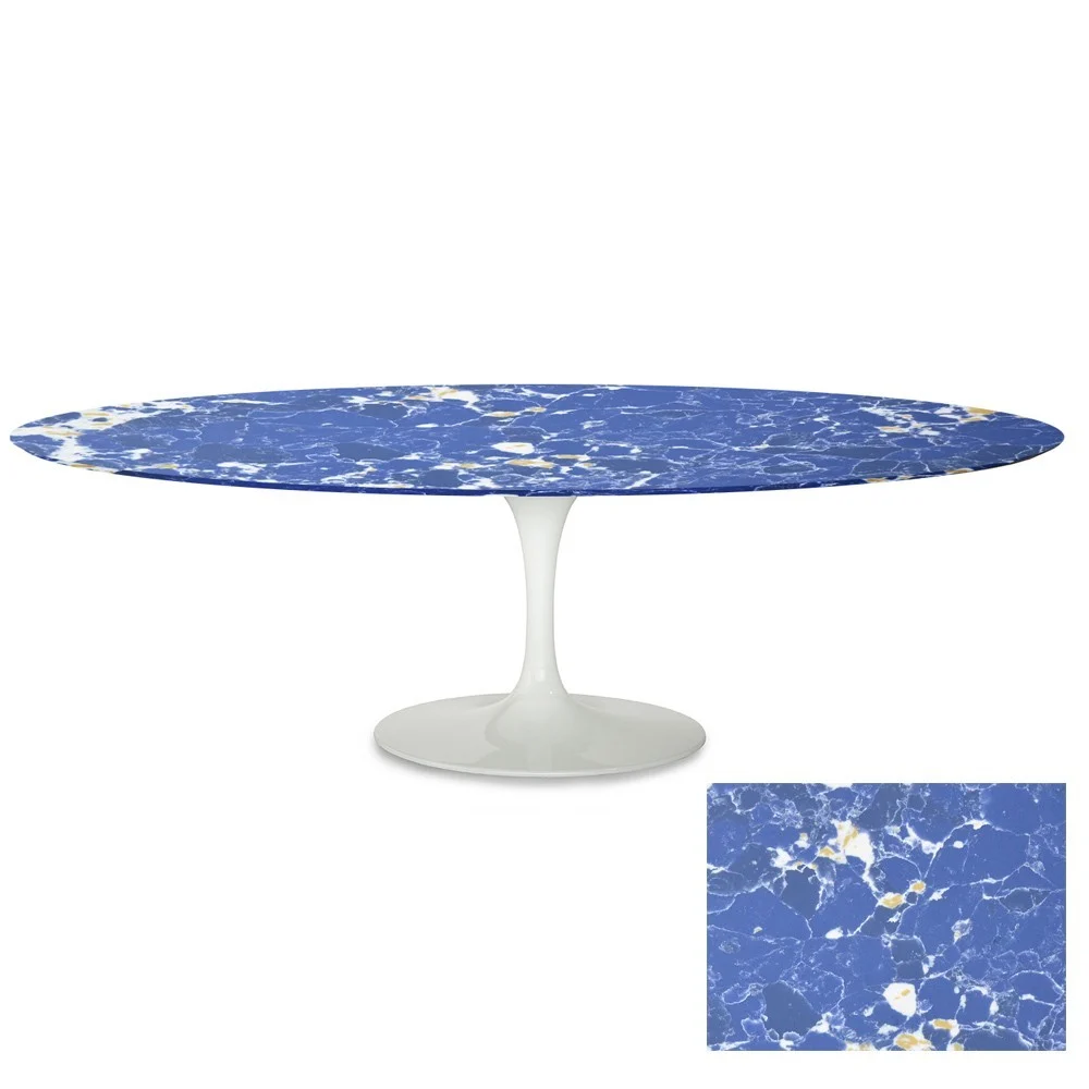 Tavolo Tulip da esterno con piano ovale in quarzo da cm 160 a cm 244